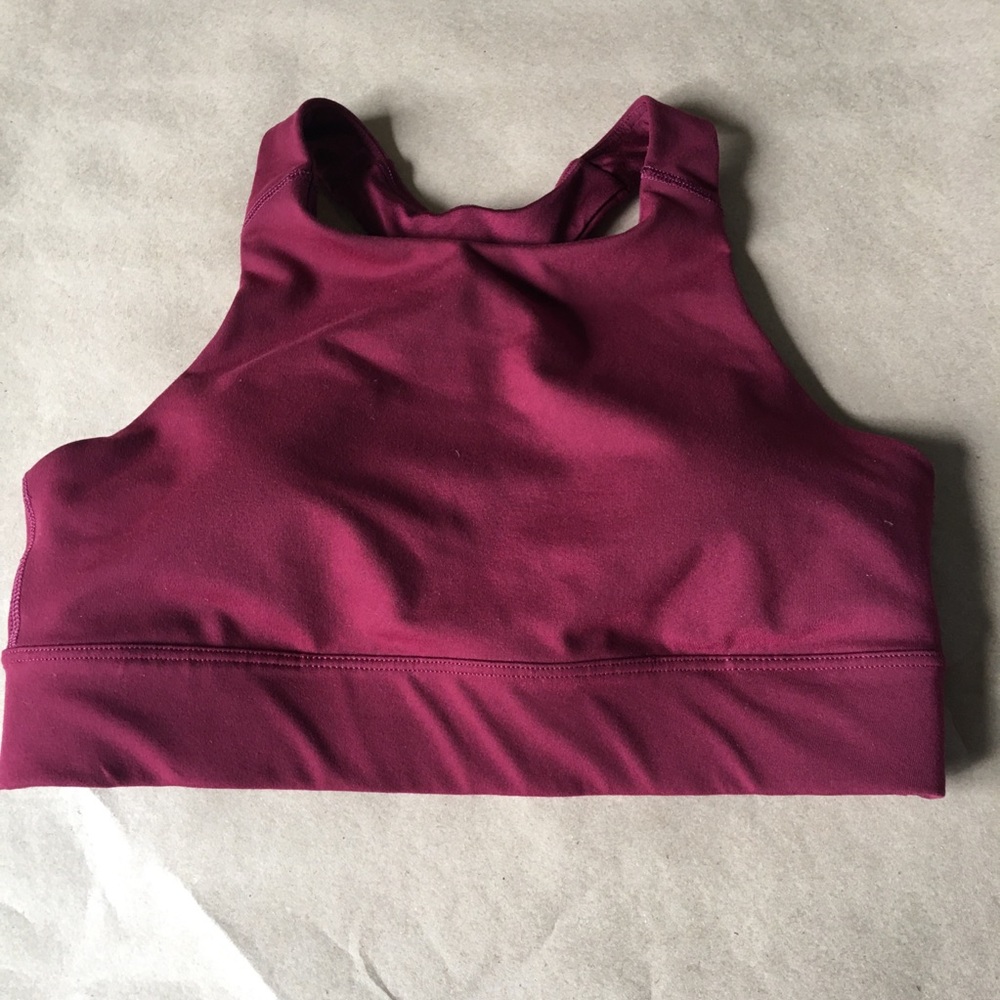 Burgundy high cut sports bra